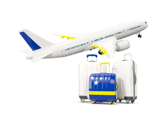 Luggage with airplane. Download flag icon of Curacao at PNG format