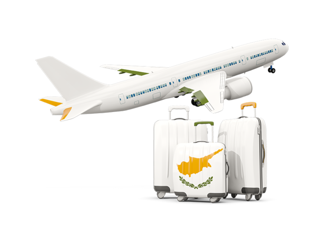 Luggage with airplane. Download flag icon of Cyprus at PNG format