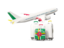 Dominica. Luggage with airplane. Download icon.