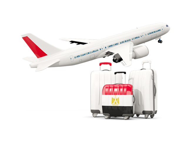 Luggage with airplane. Download flag icon of Egypt at PNG format