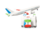Equatorial Guinea. Luggage with airplane. Download icon.