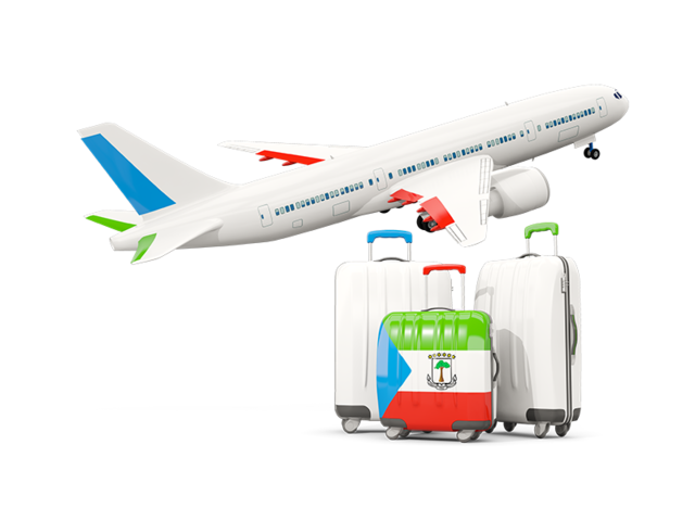 Luggage with airplane. Download flag icon of Equatorial Guinea at PNG format