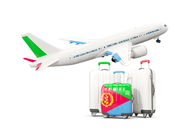 Luggage with airplane. Download flag icon of Eritrea at PNG format