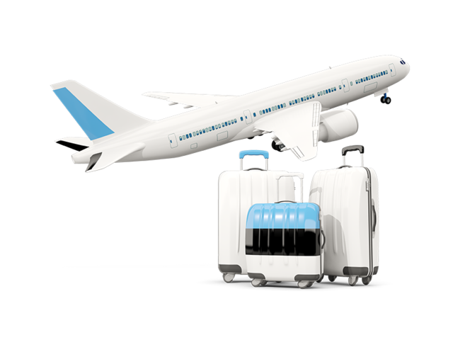 Luggage with airplane. Download flag icon of Estonia at PNG format