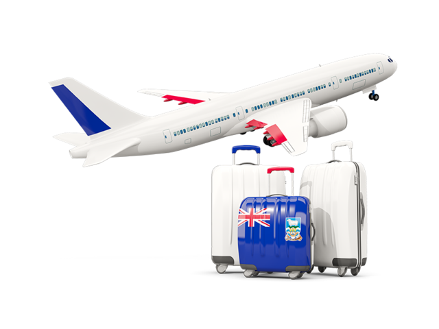 Luggage with airplane. Download flag icon of Falkland Islands at PNG format