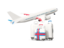 Faroe Islands. Luggage with airplane. Download icon.