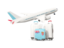 Fiji. Luggage with airplane. Download icon.