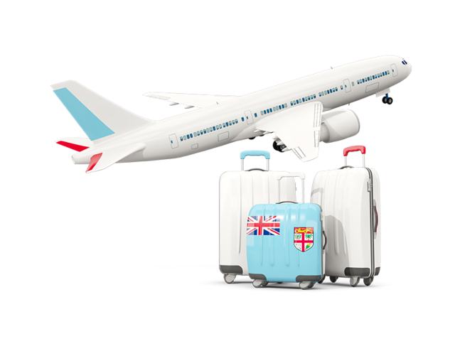 Luggage with airplane. Download flag icon of Fiji at PNG format