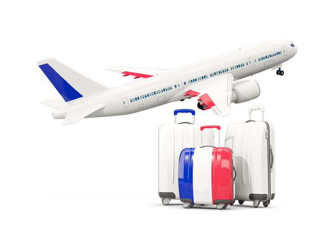 Luggage with airplane. Download flag icon of France at PNG format