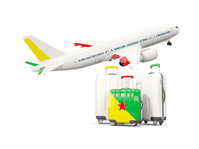 Luggage with airplane. Download flag icon of French Guiana at PNG format