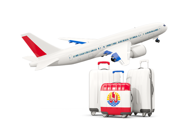 Luggage with airplane. Download flag icon of French Polynesia at PNG format