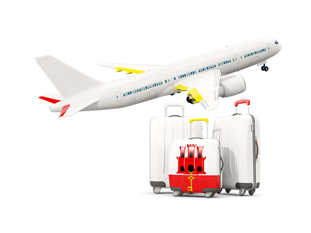 Luggage with airplane. Download flag icon of Gibraltar at PNG format