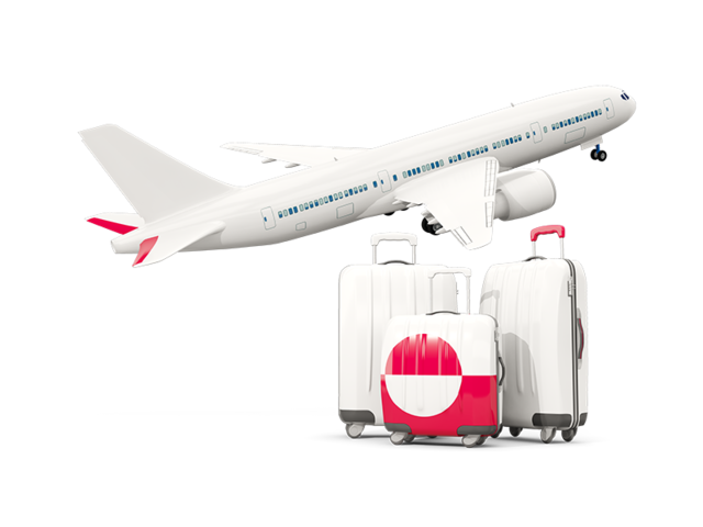 Luggage with airplane. Download flag icon of Greenland at PNG format
