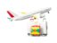 Grenada. Luggage with airplane. Download icon.