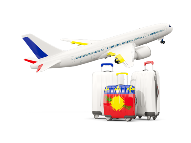 Luggage with airplane. Download flag icon of Guadeloupe at PNG format