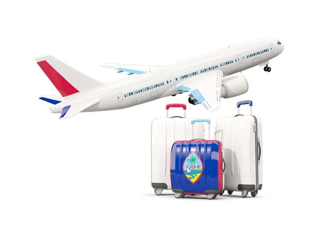 Luggage with airplane. Download flag icon of Guam at PNG format