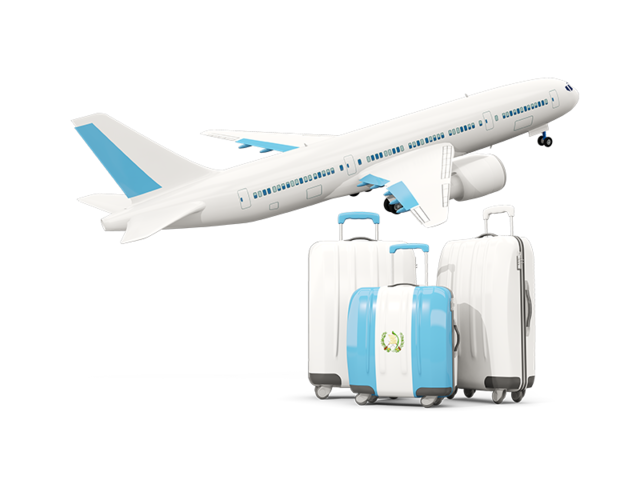 Luggage with airplane. Download flag icon of Guatemala at PNG format