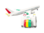 Guinea. Luggage with airplane. Download icon.