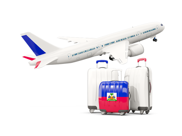 Luggage with airplane. Download flag icon of Haiti at PNG format