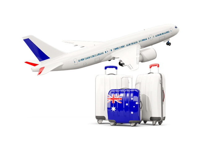 Luggage with airplane. Download flag icon of Heard Island at PNG format