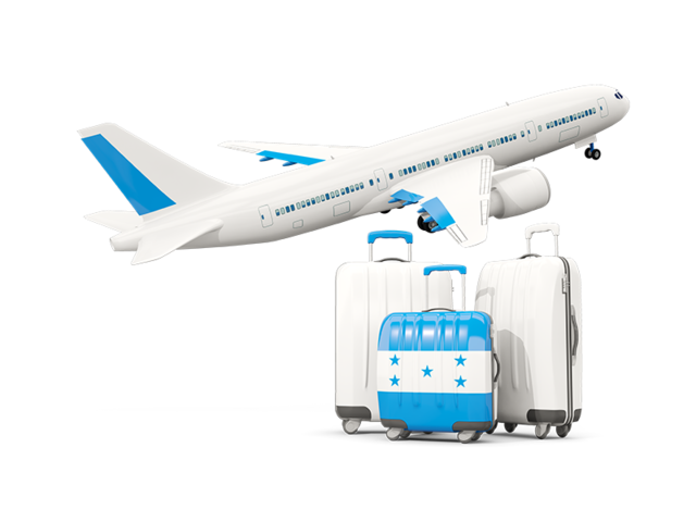 Luggage with airplane. Download flag icon of Honduras at PNG format