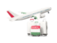 Hungary. Luggage with airplane. Download icon.