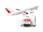 Iraq. Luggage with airplane. Download icon.