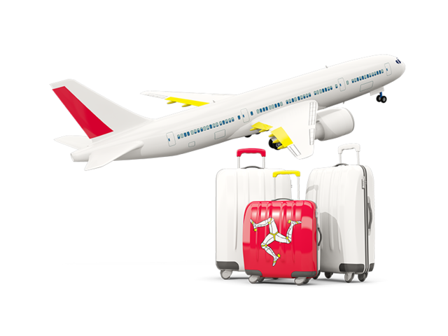 Luggage with airplane. Download flag icon of Isle of Man at PNG format