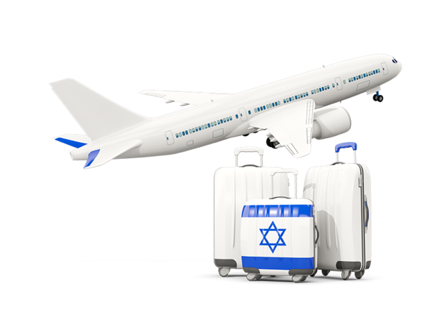 Luggage with airplane. Download flag icon of Israel at PNG format