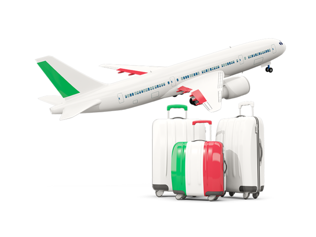 Luggage with airplane. Download flag icon of Italy at PNG format