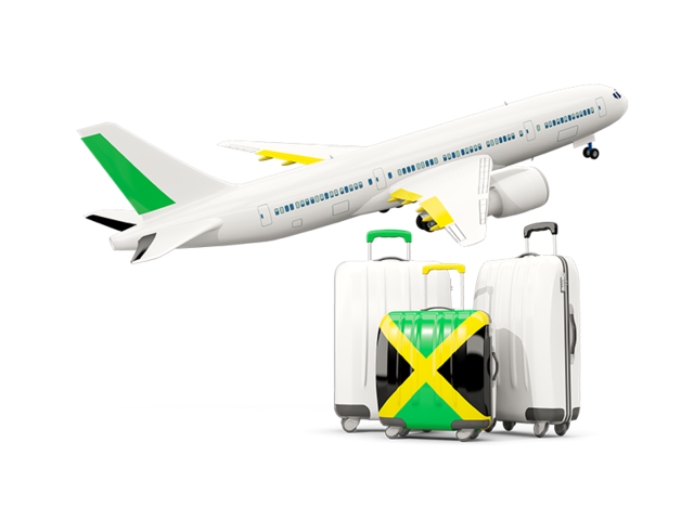 Luggage with airplane. Download flag icon of Jamaica at PNG format