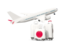 Japan. Luggage with airplane. Download icon.