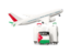 Jordan. Luggage with airplane. Download icon.