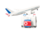 Северная Корея. Багаж на фоне самолета. Скачать иллюстрацию.