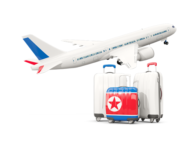Luggage with airplane. Download flag icon of North Korea at PNG format