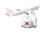 South Korea. Luggage with airplane. Download icon.