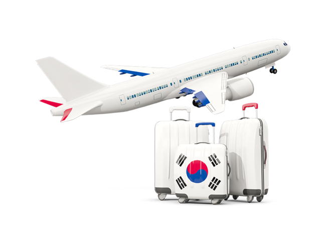 Luggage with airplane. Download flag icon of South Korea at PNG format