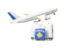 Kosovo. Luggage with airplane. Download icon.