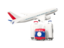 Laos. Luggage with airplane. Download icon.