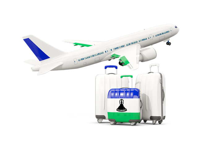 Luggage with airplane. Download flag icon of Lesotho at PNG format