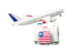 Liberia. Luggage with airplane. Download icon.