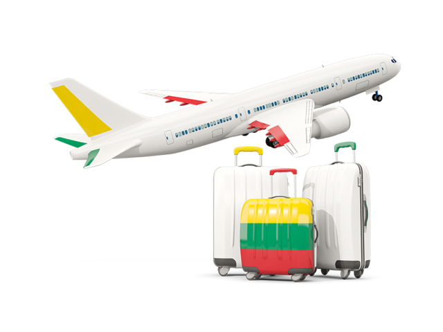 Luggage with airplane. Download flag icon of Lithuania at PNG format