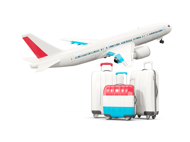 Luggage with airplane. Download flag icon of Luxembourg at PNG format