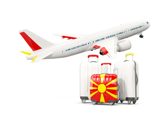 Luggage with airplane. Download flag icon of Macedonia at PNG format