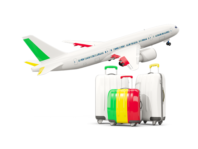 Luggage with airplane. Download flag icon of Mali at PNG format