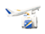 Marshall Islands. Luggage with airplane. Download icon.