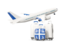 Martinique. Luggage with airplane. Download icon.