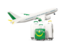 Mauritania. Luggage with airplane. Download icon.