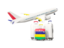 Mauritius. Luggage with airplane. Download icon.