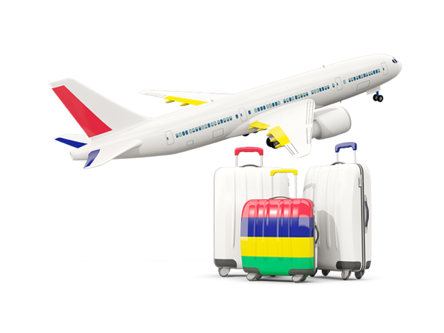 Luggage with airplane. Download flag icon of Mauritius at PNG format